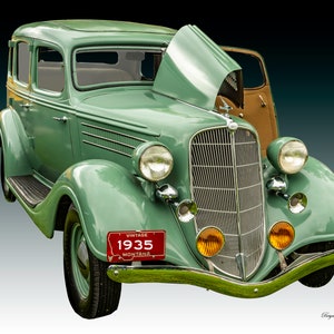 1935 Terraplane, Auto americane degli anni '30, Foto di auto d'epoca, Stampa fotografica lucida, Arte da parete su tela tesa, Arte da parete con stampa Giclée