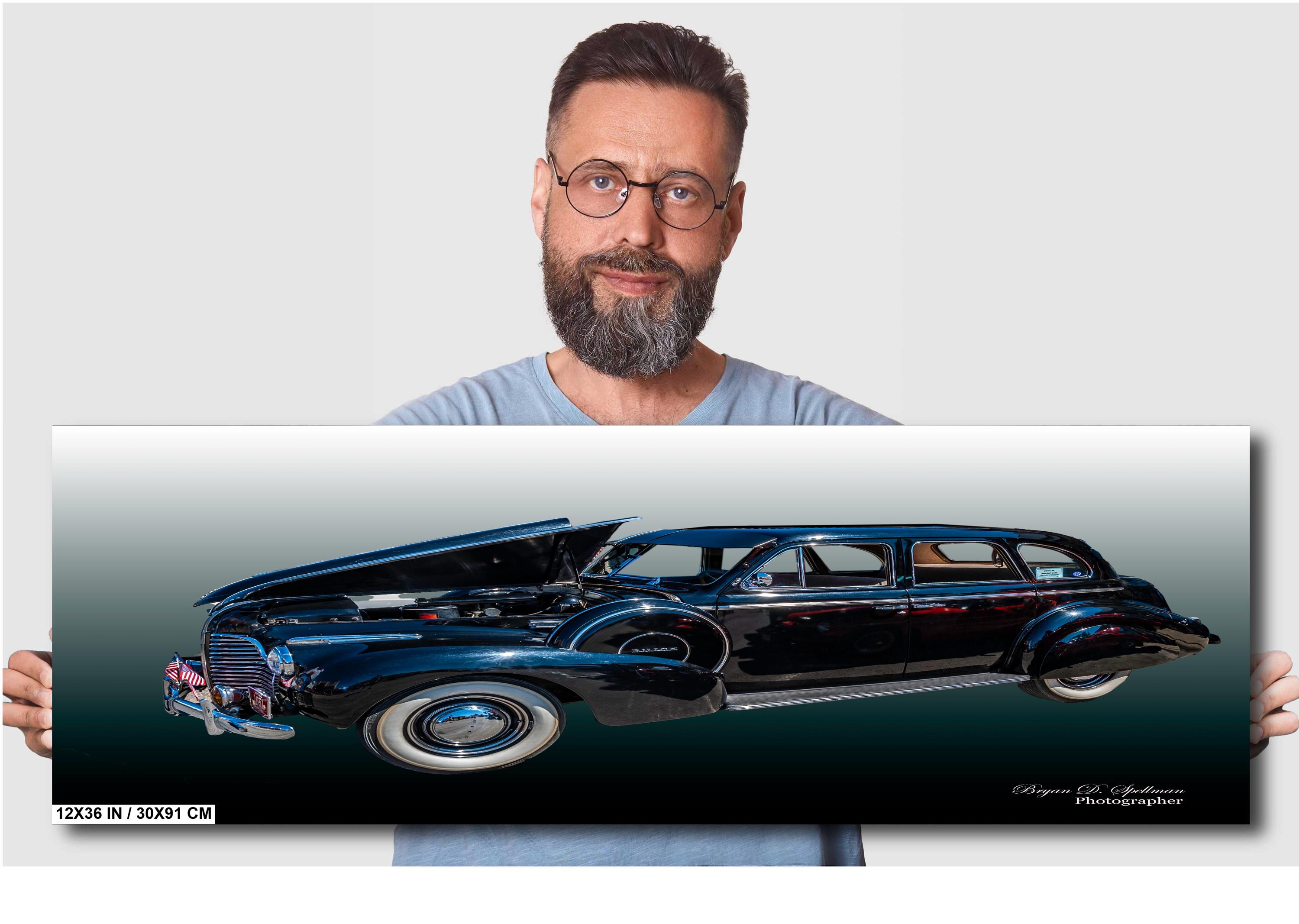 1940年製ブラックビュイックスペシャルウォールアート、クラシックカー