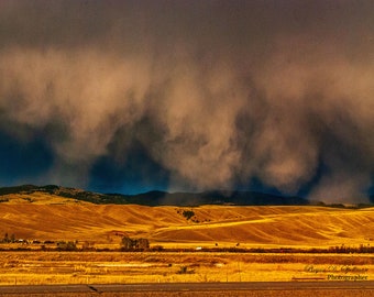 Stormwolken in de Deer Lodge Valley, Montana Scenery, Montana Mountain Scenery Photo, Spring in the Rockies, papier/canvas/acryl/metaal