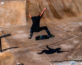 Taking Some Air, Skateboarder Photo Print, Skate Park Photo Print, Young Man on a skateboard