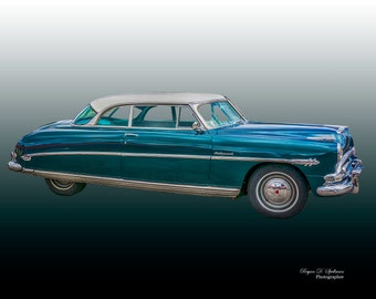 1953 Hudson Hornet Hollywood, Amerikaanse vintage auto, klassieke auto, automotive kunst aan de muur, Hudson Motor Car, klassieke coupé