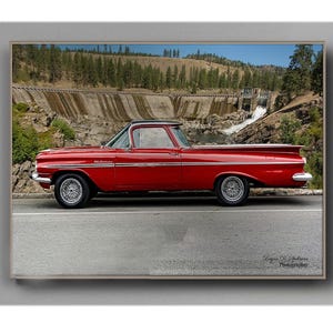 1959 Chevrolet El Camino, red chevy pickup print , 50s chevy photo print, antique chevy print, retro classic truck print, el camino print