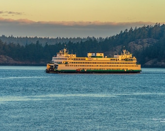 Färjan i Yakima, fotografisk väggkonst, San Juanöarna, fotografi i delstaten Washington, färjefotografi, vardagsrumskonst