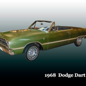 1968 Dodge Dart, 1960 American Cars, Classic Pony Car Photo, Glossy Photo Print, Stretched Canvas Wall Art, Giclée Print Wall Art