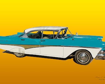 1958 Ford Fairlane 500, 1950s American Cars, Classic Ford Car Photo, Glossy Photo Print, Stretched Canvas Wall Art, Giclée Print Wall Art
