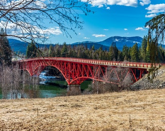 The Ione Bridge, Pend Oreille County, Washington State, Bridge Wall Art, Cantilever Bridge Home Decor, Washington Photography