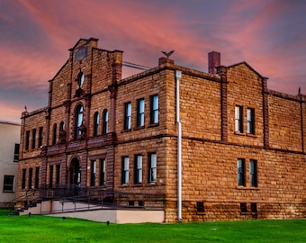 Guadalupe County Courthouse, New Mexico Photography, Sandstone Building, Santa Rosa New Mexico, Architectural Photography, Offic Wall Art