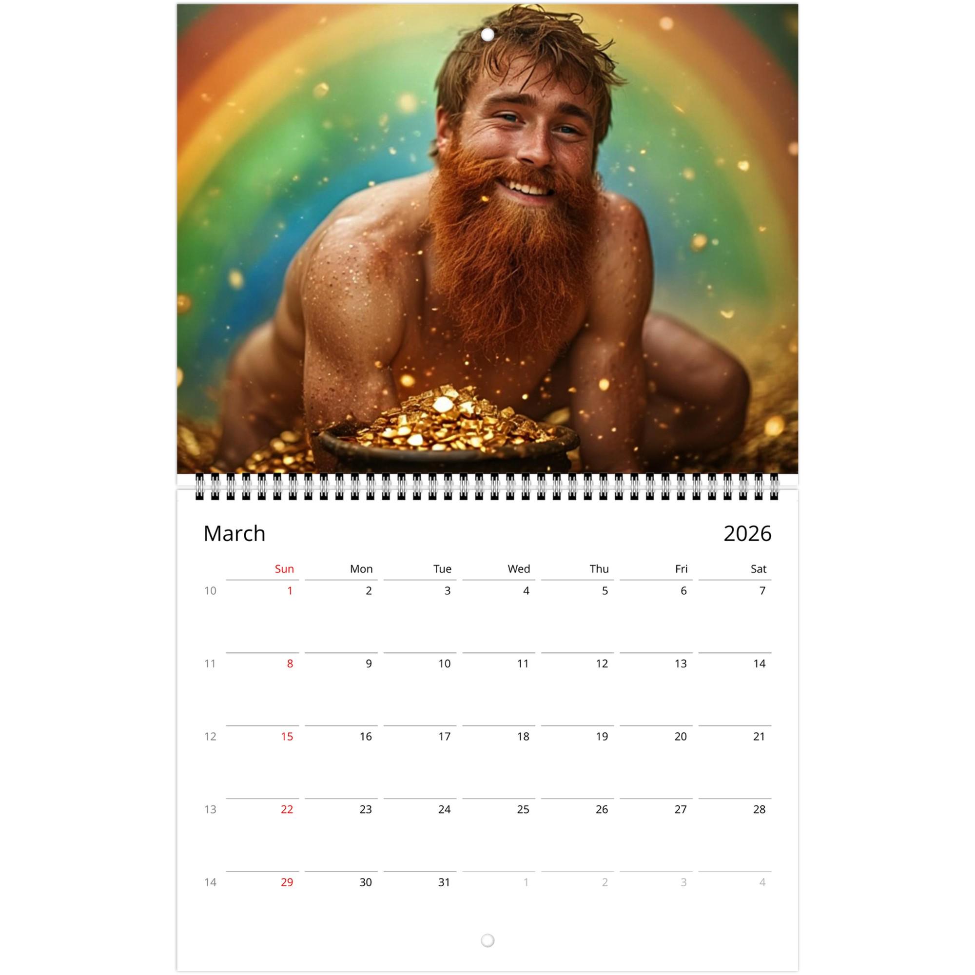 2026 Hunky Barechested Men Calendar 12 Months of Eye Candy