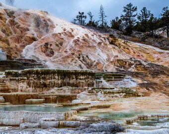 Mammoth Hot Springs, Yellowstone National Park Wall Art, Wyoming Photography Home Decor, Stretched Canvas Wall Art, Photo Print