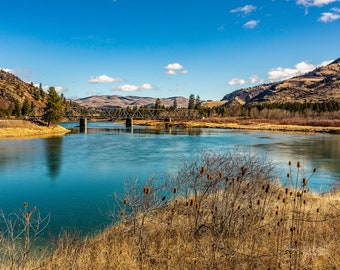 Flathead River Bridge, Historic Railroad Bridge, Montana Landscape Photography, Montana River Photo, Flathead Indian Reservation