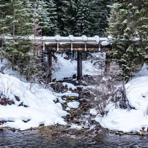 Ward Creek Bridge, Winter Landscape Photography, Milwaukee Railroad Bridge, St Regis River, Mineral County Montana, Winter Photo Wall Art