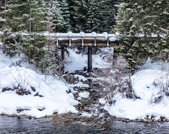 Ward Creek Bridge, Winter Landscape Photography, Milwaukee Railroad Bridge, St Regis River, Mineral County Montana, Winter Photo Wall Art