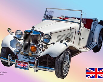 1951 MG TD Wall Art, Classic British Sports Car Wall Art, Glossy Photo Print, Stretched Canvas Wall Art, Giclée Print Wall Art