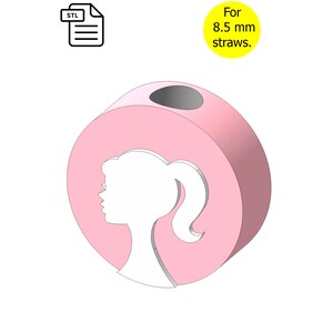 Girl Straw Topper, Сircle STL File for 3D Printing.
Designed for 8.5 mm straws.