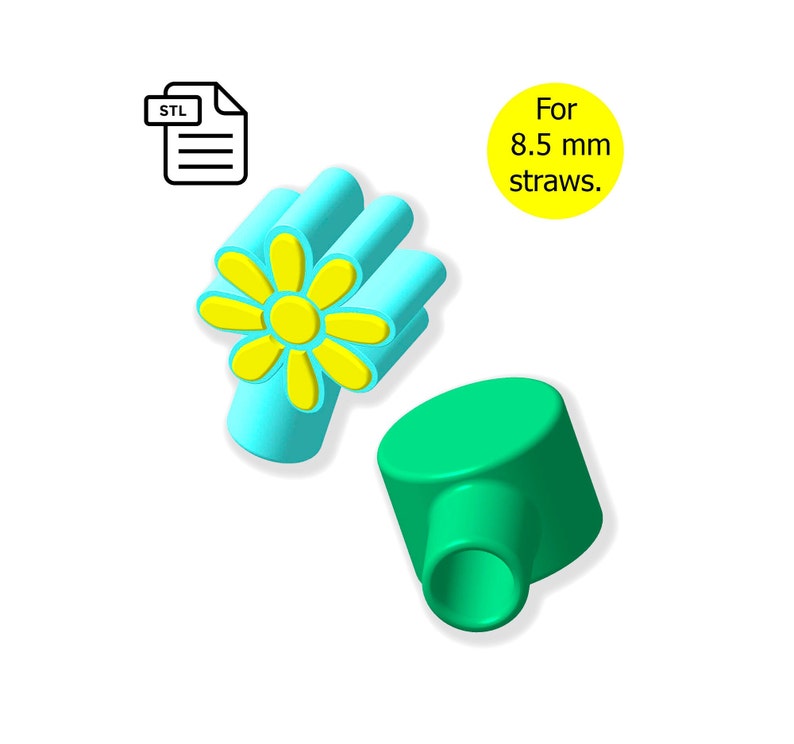 Straws Covers STL Files for 3D Printing Flower Straw Cover Etsy