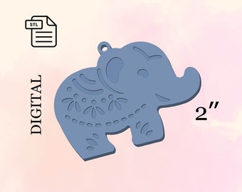 Keychain Elephant, Stl File for 3d Printing, Keyring, Custom Keychain, Personalized Keychain Stl File, Small Gifts - Digital Download.