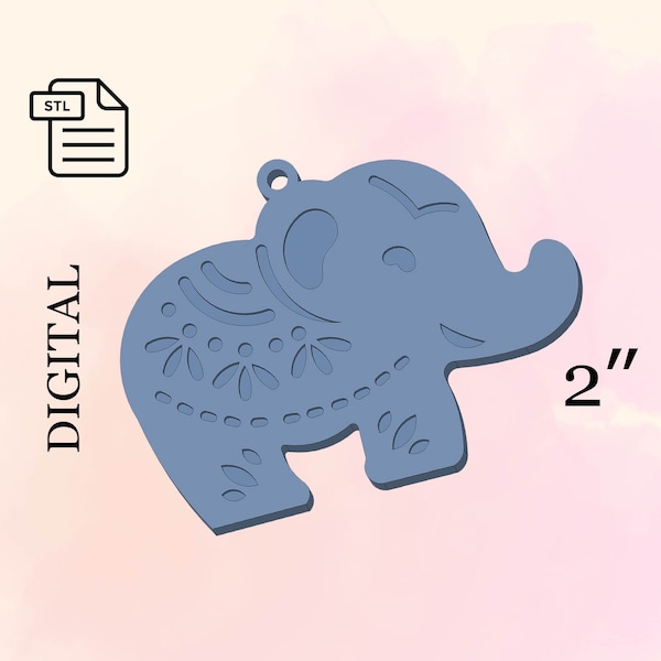 Keychain Elephant, Stl File for 3d Printing, Keyring, Custom Keychain, Personalized Keychain Stl File, Small Gifts - Digital Download.