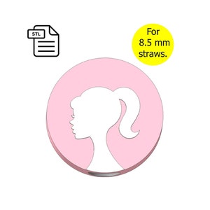 Girl Straw Topper, Сircle STL File for 3D Printing.
Designed for 8.5 mm straws.