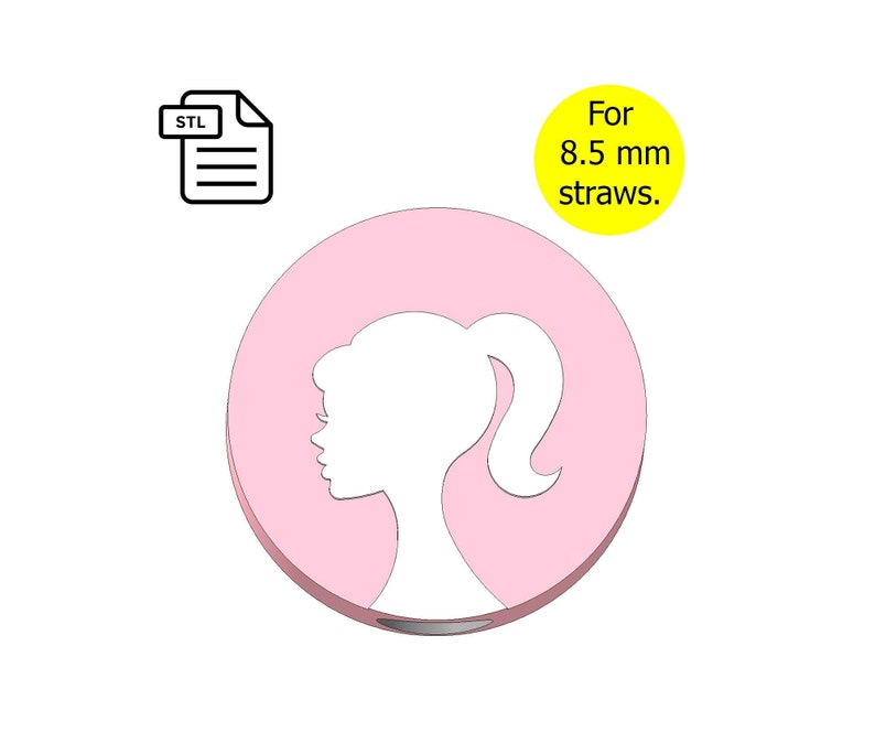 Girl Straw Topper, Сircle STL File for 3D Printing.
Designed for 8.5 mm straws.