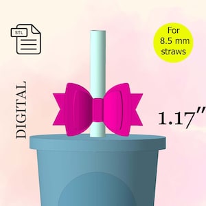 Layered Bow Straw Topper, STL File for 3d printing, 3d Print Stl File, Happy Birthday, Party Favors - Digital Download.