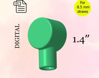 May include: A green 3D printed plastic straw tip for 8.5 mm straws. The tip is 1.4 inches in diameter and has a round top.