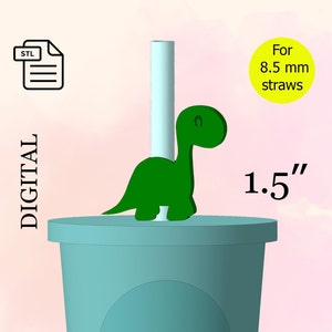 Dinosaur Straw Topper, STL File for 3D Printing, Party Favors, Baby Shower - Digital Download.