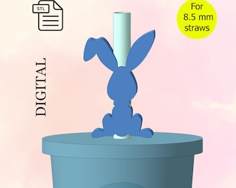 Easter Bunny Straw Topper, STL File for 3d printing, 3d Print STL File, Easter Rabbit, Party Favors, Party Decorations - Digital Download.