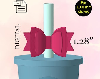 Bow Straw Topper, 20-30-40 OZ, STL File for 3d printing, 3d Print STL File, Happy Birthday, Party Favors - Digital Download.