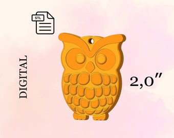 Owl, Keychain, STL File for 3d Printing, 3d Printed File Keychain, 3D Printad, Handmade,  DIY - Digital Download.