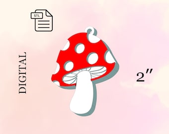 Brelok w kształcie grzybka, plik STL do druku 3D, plik do druku 3D — pobieranie cyfrowe.