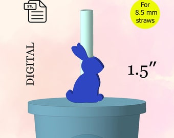 Easter Bunny Straw Topper, STL File for 3d printing, 3d Print STL File, Easter Rabbit, Party Favors, Party Decorations - Digital Download.