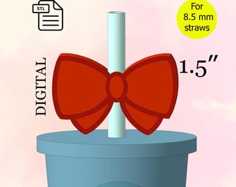 Bow Straw Topper, STL File for 3d printing, 3d Print Stl File, Happy Birthday, Party Favors - Digital Download.