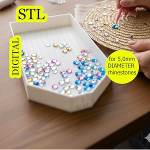 5mm, Rhinestone Sorting Tray, STL File for 3d printing, Handmade, DIY, Jewelry Tools, 3MF FILE - Digital Download.
