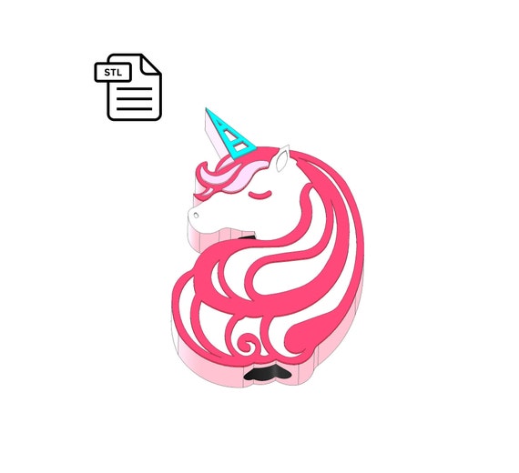 Unicorn Straw Topper STL file for 3D printing, Baby Shower Party, Birthday Party, Cocktail Party Decor, Cocktail Straw -  Digital Download.