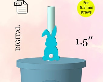 Easter Bunny Straw Topper, STL File for 3d printing, 3d Print STL File, Easter Rabbit, Party Favors - Digital Download.