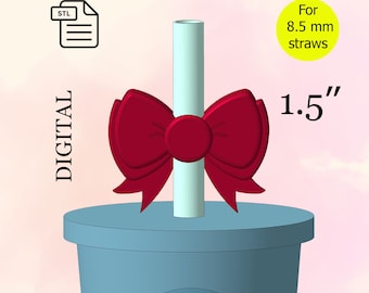 Beautiful Layered Bow, Straw Topper, STL File for 3d Printing, 3d Print STL File, Happy Birthday, Party Favors - Digital Download.