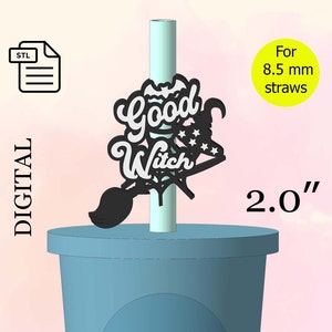 Good Witch, Halloween Straw Topper, STL File for 3D printing, 3D Print STL File,  Ghost, Bat, Horror, DIY - Digital Download.
