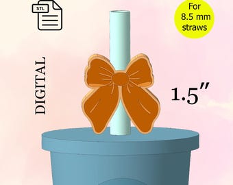 Beautiful Bow, Straw Topper, STL File for 3d Printing, 3d Print STL File, Happy Birthday, Party Favors - Digital Download.
