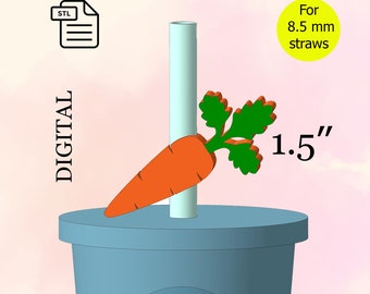 Carrots Straw Topper, STL File for 3d printing, 3d Print STL File, Easter Stl, Party Favors - Digital Download.