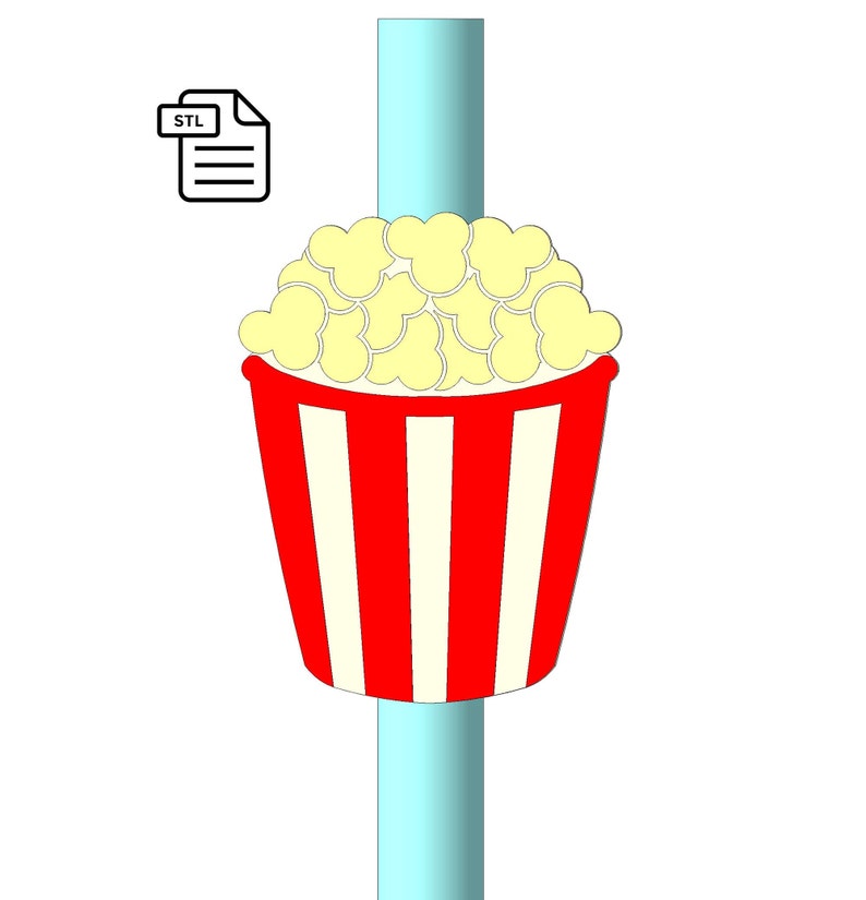 Popcorn Straw Topper STL File for 3D Printing.
Designed for 8.0 mm straws.