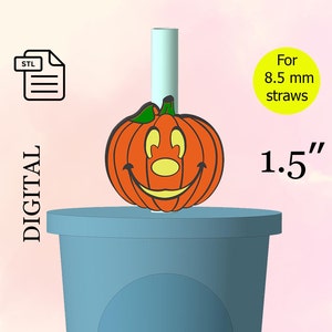 Halloween Pumpkin Straw Topper Stl File for 3D Printing, Halloween Decoration, Halloween Decor, Baby Shower Party.