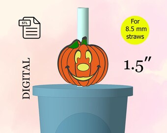 Halloween Pumpkin Straw Topper Stl File for 3D Printing, Halloween Decoration, Halloween Decor, Baby Shower Party.