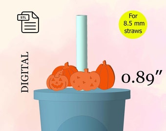 Halloween Pumpkins Straw Topper Stl File for 3D Printing, Halloween Decoration, Halloween Decor, Baby Shower Party.