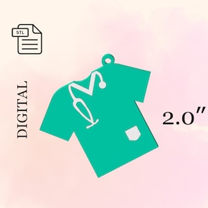 Keychain Scrubs Nurse Shirt, 3d print STL File for 3D Printing - Digital Download.