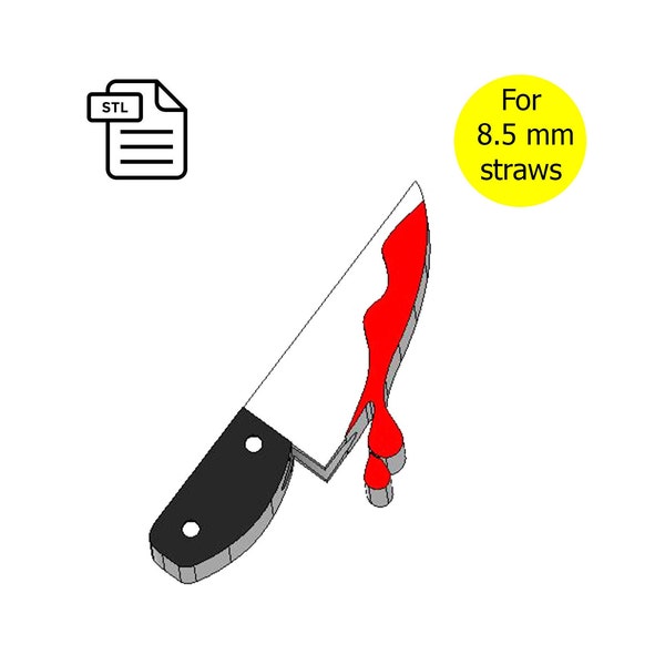 Bloody Scary Knife, Halloween Straw Topper STL File for 3D printing.