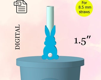 Easter Bunny Straw Topper, STL File for 3d printing, 3d Print STL File, Easter Rabbit, Party Favors - Digital Download.