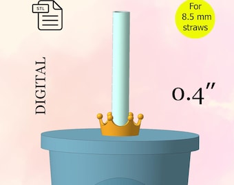 Small Crown Straw Topper Template STL File for 3D Printing, Birthday party, Baby Shower, Handmade - Digital Download.