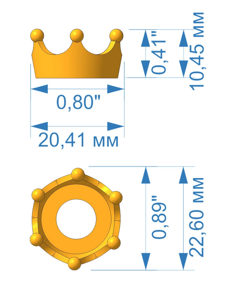 Small Crown Straw Topper Template STL File for 3D Printing, Birthday