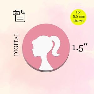 Girl Straw Topper, Сircle STL File for 3D Printing.
Designed for 8.5 mm straws.