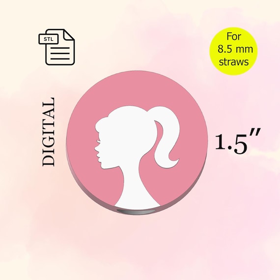 Girl Straw Topper, Сircle STL File for 3D Printing, Handmade, Baby Shower Stl, Happy Birthday Stl - Digital Download.